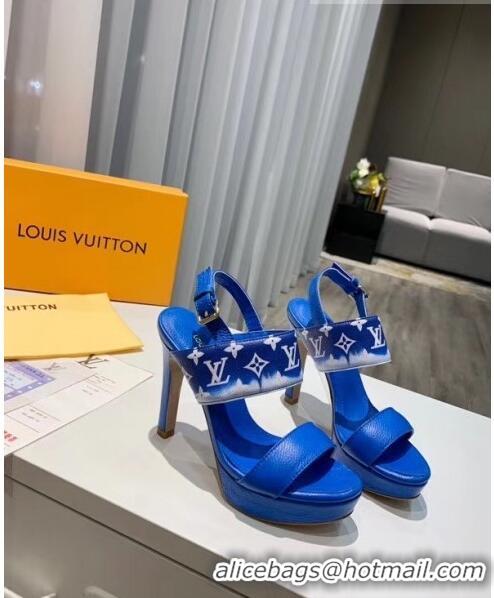 Top Quality Louis Vuitton LV Escale Calfskin Platform Sandal With 10.5cm Heel LV2022 Blue 2020