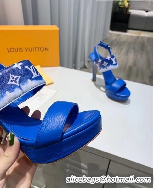 Top Quality Louis Vuitton LV Escale Calfskin Platform Sandal With 10.5cm Heel LV2022 Blue 2020