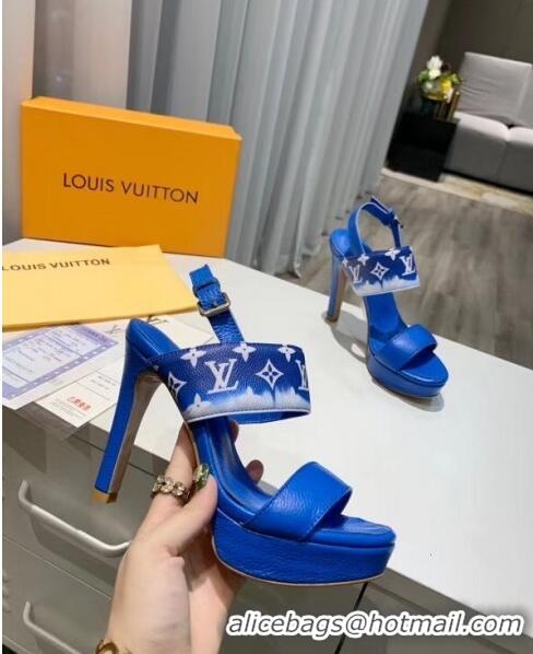 Top Quality Louis Vuitton LV Escale Calfskin Platform Sandal With 10.5cm Heel LV2022 Blue 2020