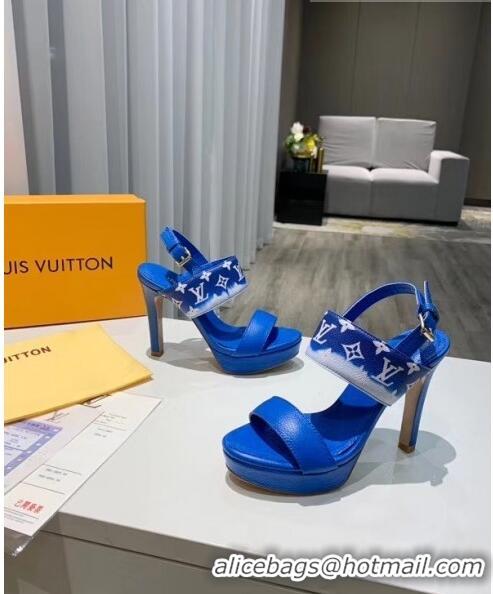 Top Quality Louis Vuitton LV Escale Calfskin Platform Sandal With 10.5cm Heel LV2022 Blue 2020