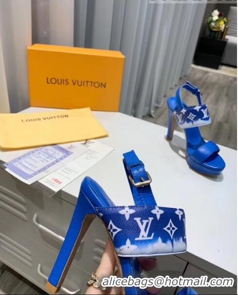 Top Quality Louis Vuitton LV Escale Calfskin Platform Sandal With 10.5cm Heel LV2022 Blue 2020