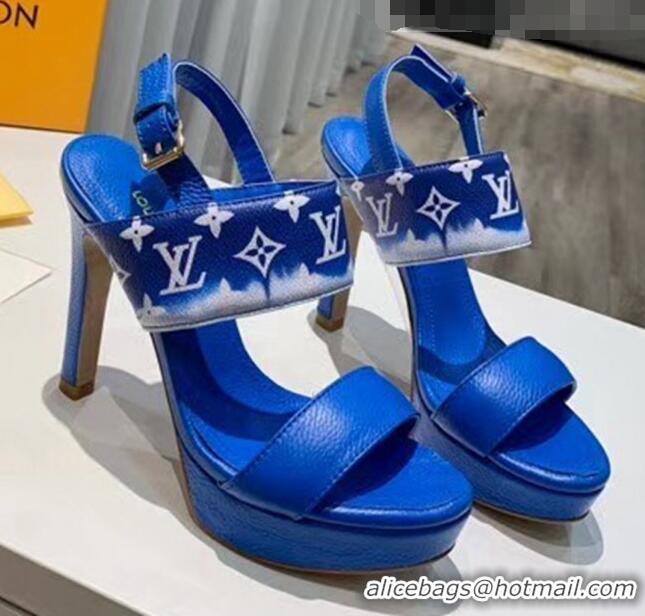 Top Quality Louis Vuitton LV Escale Calfskin Platform Sandal With 10.5cm Heel LV2022 Blue 2020