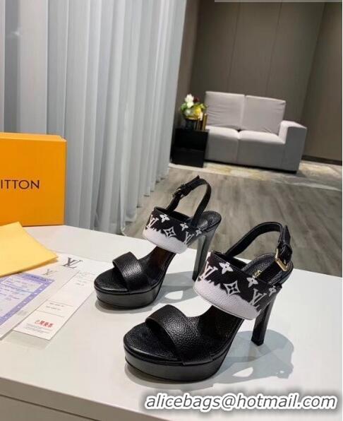 Wholesale Louis Vuitton LV Escale Calfskin Platform Sandal With 10.5cm Heel LV2022 Black 2020