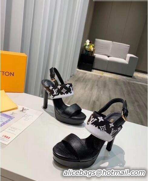 Wholesale Louis Vuitton LV Escale Calfskin Platform Sandal With 10.5cm Heel LV2022 Black 2020