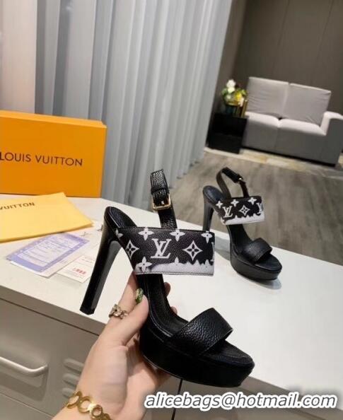 Wholesale Louis Vuitton LV Escale Calfskin Platform Sandal With 10.5cm Heel LV2022 Black 2020