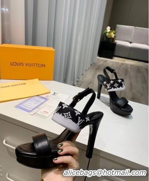 Wholesale Louis Vuitton LV Escale Calfskin Platform Sandal With 10.5cm Heel LV2022 Black 2020