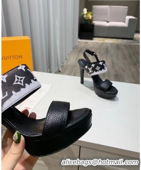 Wholesale Louis Vuitton LV Escale Calfskin Platform Sandal With 10.5cm Heel LV2022 Black 2020