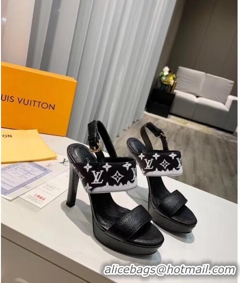 Wholesale Louis Vuitton LV Escale Calfskin Platform Sandal With 10.5cm Heel LV2022 Black 2020