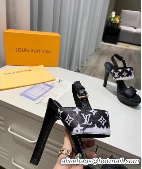 Wholesale Louis Vuitton LV Escale Calfskin Platform Sandal With 10.5cm Heel LV2022 Black 2020