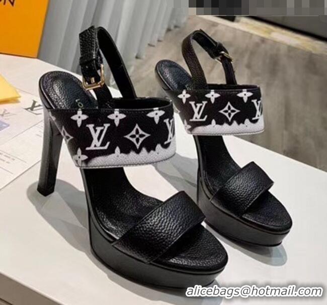 Wholesale Louis Vuitton LV Escale Calfskin Platform Sandal With 10.5cm Heel LV2022 Black 2020