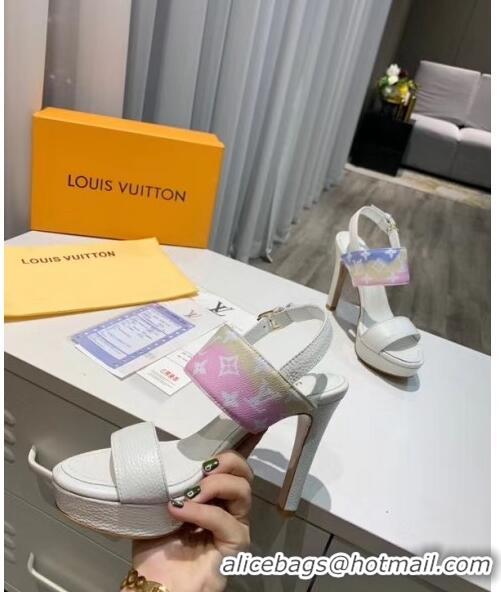 Latest Style Louis Vuitton LV Escale Calfskin Platform Sandal With 10.5cm Heel LV2022 White 2020