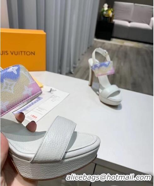 Latest Style Louis Vuitton LV Escale Calfskin Platform Sandal With 10.5cm Heel LV2022 White 2020