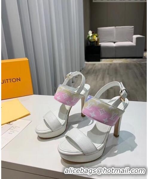 Latest Style Louis Vuitton LV Escale Calfskin Platform Sandal With 10.5cm Heel LV2022 White 2020