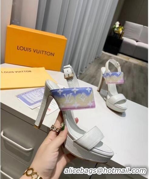 Latest Style Louis Vuitton LV Escale Calfskin Platform Sandal With 10.5cm Heel LV2022 White 2020