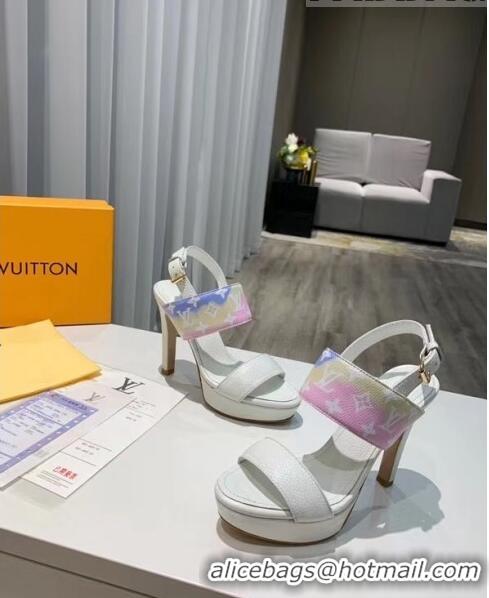 Latest Style Louis Vuitton LV Escale Calfskin Platform Sandal With 10.5cm Heel LV2022 White 2020