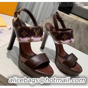 New Design Louis Vuitton LV Escale Calfskin Platform Sandal With 10.5cm Heel LV2022 Brown 2020