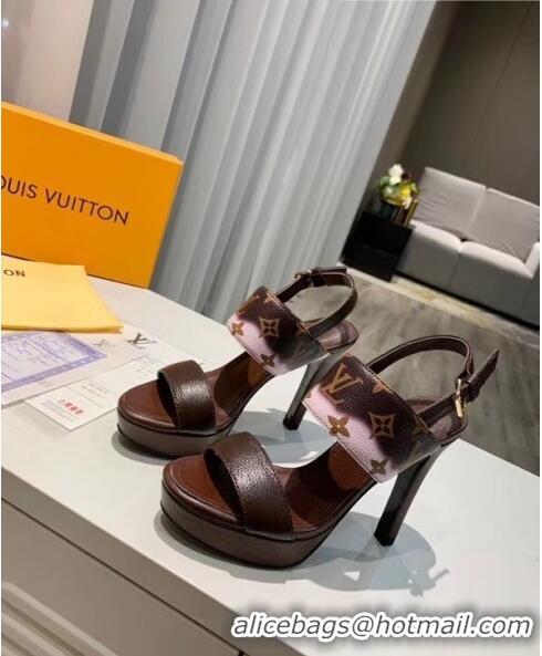 New Design Louis Vuitton LV Escale Calfskin Platform Sandal With 10.5cm Heel LV2022 Brown 2020