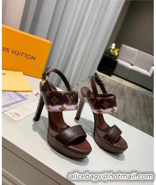 New Design Louis Vuitton LV Escale Calfskin Platform Sandal With 10.5cm Heel LV2022 Brown 2020