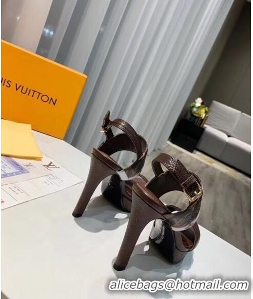 New Design Louis Vuitton LV Escale Calfskin Platform Sandal With 10.5cm Heel LV2022 Brown 2020