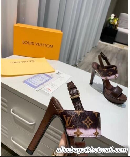 New Design Louis Vuitton LV Escale Calfskin Platform Sandal With 10.5cm Heel LV2022 Brown 2020