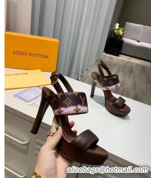 New Design Louis Vuitton LV Escale Calfskin Platform Sandal With 10.5cm Heel LV2022 Brown 2020