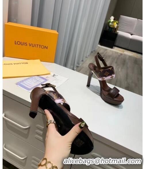 New Design Louis Vuitton LV Escale Calfskin Platform Sandal With 10.5cm Heel LV2022 Brown 2020