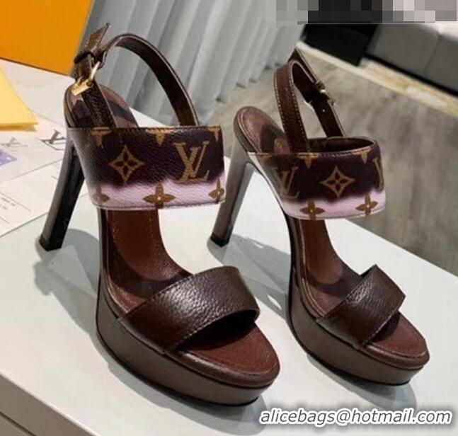 New Design Louis Vuitton LV Escale Calfskin Platform Sandal With 10.5cm Heel LV2022 Brown 2020