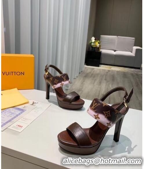 New Design Louis Vuitton LV Escale Calfskin Platform Sandal With 10.5cm Heel LV2022 Brown 2020