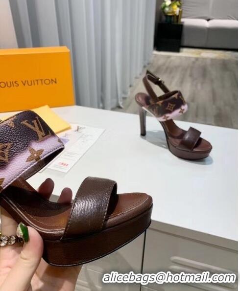 New Design Louis Vuitton LV Escale Calfskin Platform Sandal With 10.5cm Heel LV2022 Brown 2020