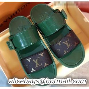 Classic Louis Vuitton SUNBATH Flat Mules Sandals 1A66XD Kaki 2020