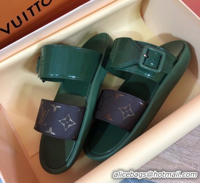 Classic Louis Vuitton SUNBATH Flat Mules Sandals 1A66XD Kaki 2020