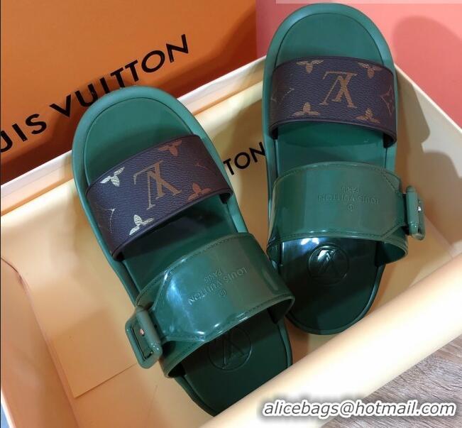 Classic Louis Vuitton SUNBATH Flat Mules Sandals 1A66XD Kaki 2020