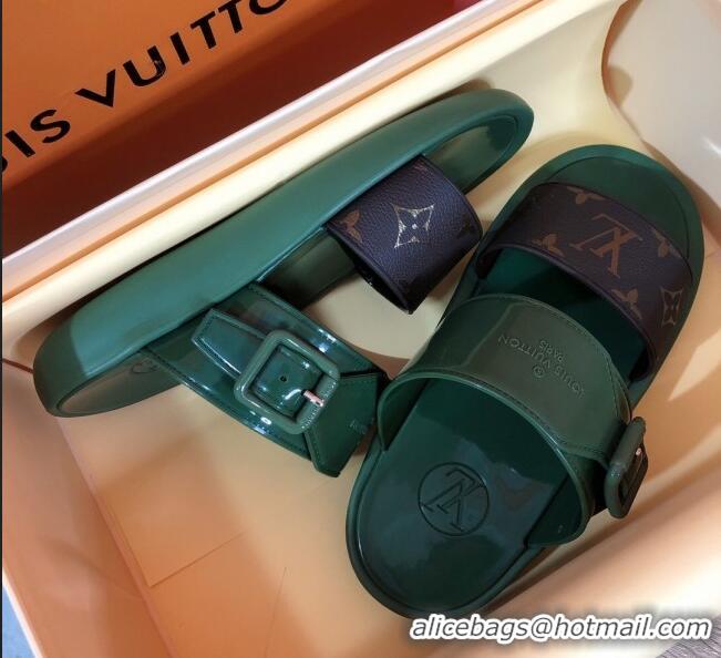 Classic Louis Vuitton SUNBATH Flat Mules Sandals 1A66XD Kaki 2020