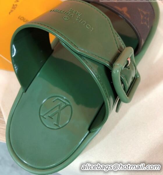 Classic Louis Vuitton SUNBATH Flat Mules Sandals 1A66XD Kaki 2020