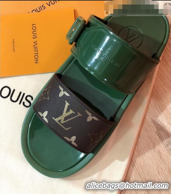 Classic Louis Vuitton SUNBATH Flat Mules Sandals 1A66XD Kaki 2020