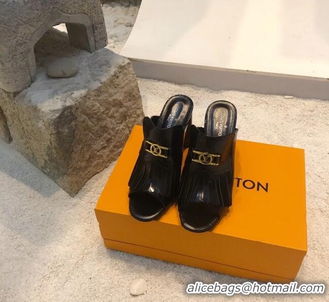 New Product Louis Vuitton INDIANA Mules Sandals in Patent Leather LV1774 Black 2020