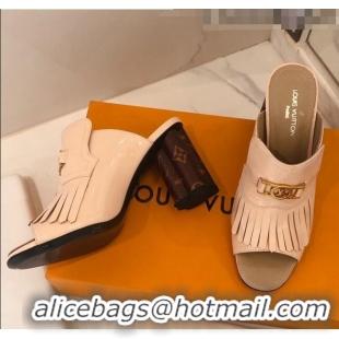 Luxury Louis Vuitton INDIANA Mules Sandals in Patent Leather LV1774 Cream 2020