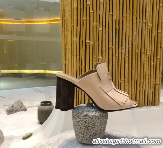 Luxury Louis Vuitton INDIANA Mules Sandals in Patent Leather LV1774 Cream 2020