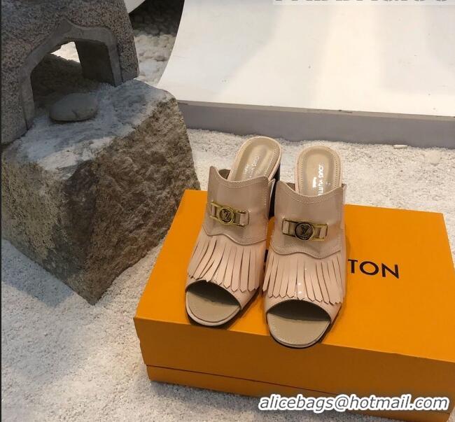 Luxury Louis Vuitton INDIANA Mules Sandals in Patent Leather LV1774 Cream 2020