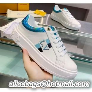 Best Price Louis Vuitton Luxembourg Iridescent and Silky Calfskin Sneaker LV2430 Blue 2020 (For Women and Men)