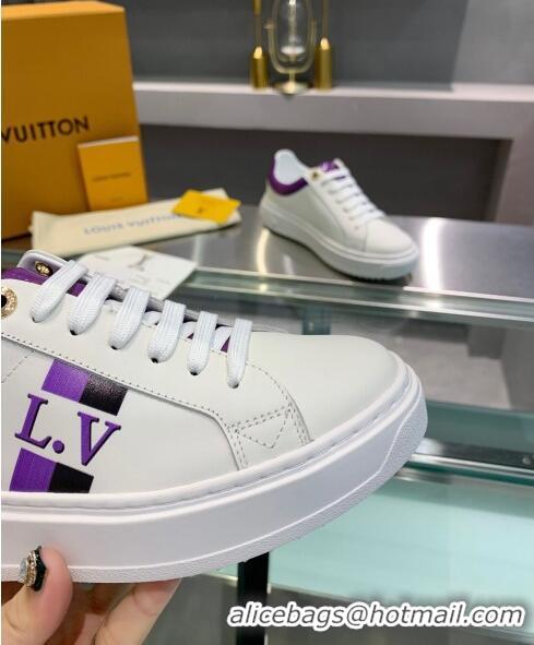 Imitation Louis Vuitton Luxembourg Iridescent and Silky Calfskin Sneaker LV2430 Purple 2020 (For Women and Men)