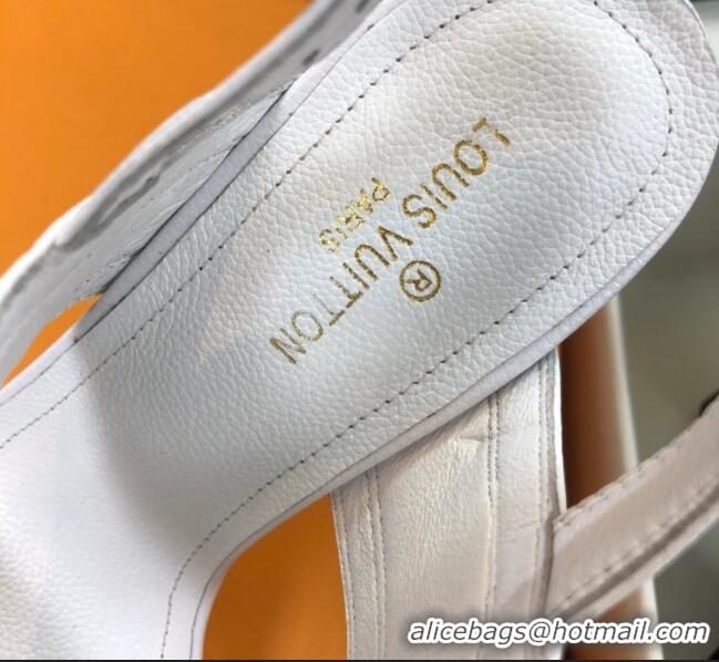 Best Price Louis Vuitton Horizon Grained Calfskin Square LV Platform Sandal 100MM LV2432 White 2020