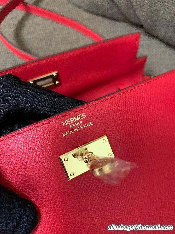 Top Quality Hermes Kelly Wallet/Clutch Bag In Original Leather With Gold Chain A0708 Red