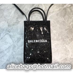 New Design Balenciaga shopping phone pouch shoulder bag B46249 black