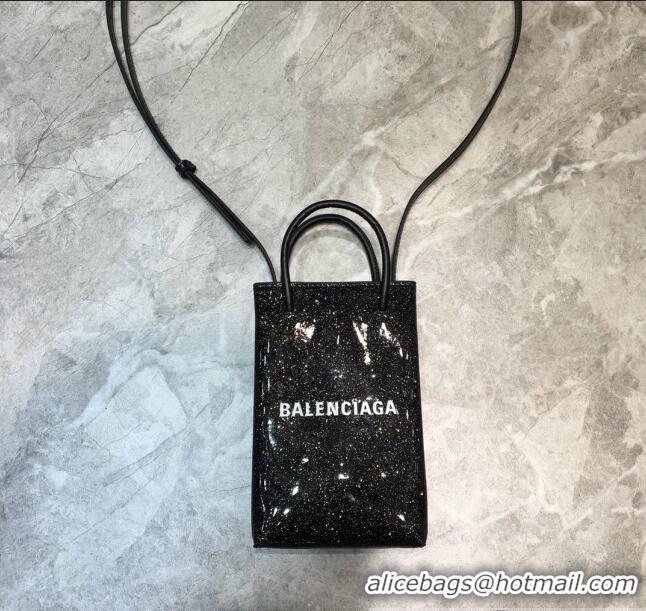 New Design Balenciaga shopping phone pouch shoulder bag B46249 black