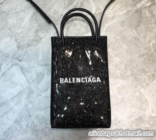 New Design Balenciaga shopping phone pouch shoulder bag B46249 black