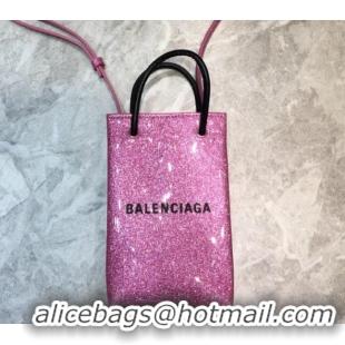 Duplicate Balenciaga shopping phone pouch shoulder bag B46249 pink