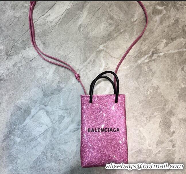 Duplicate Balenciaga shopping phone pouch shoulder bag B46249 pink