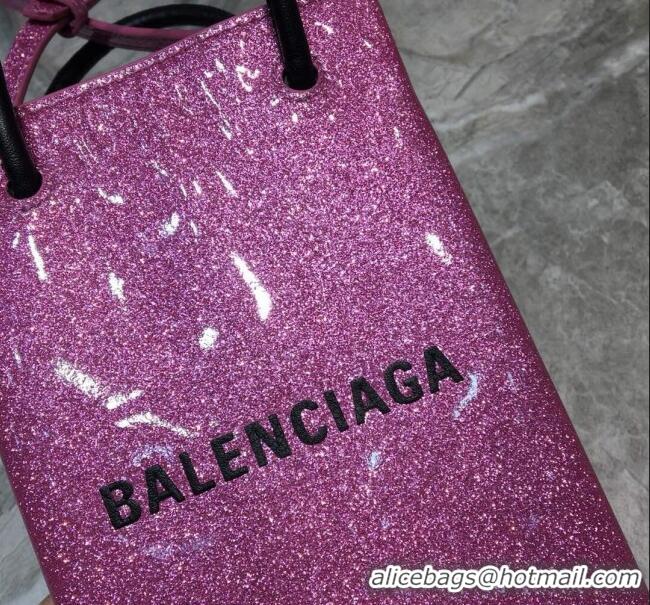 Duplicate Balenciaga shopping phone pouch shoulder bag B46249 pink