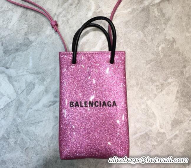 Duplicate Balenciaga shopping phone pouch shoulder bag B46249 pink